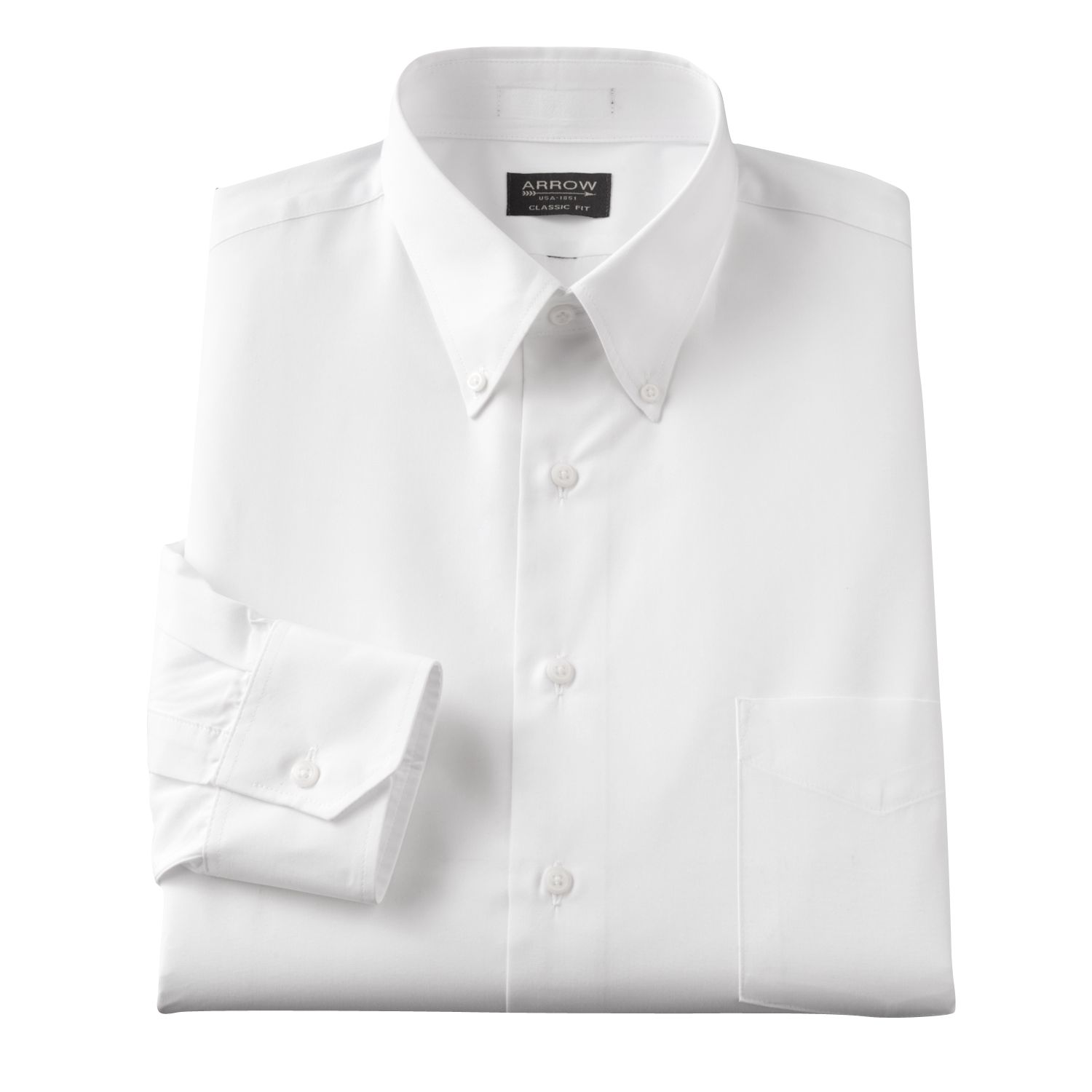 Solid Poplin Button-Down Collar Dress Shirt